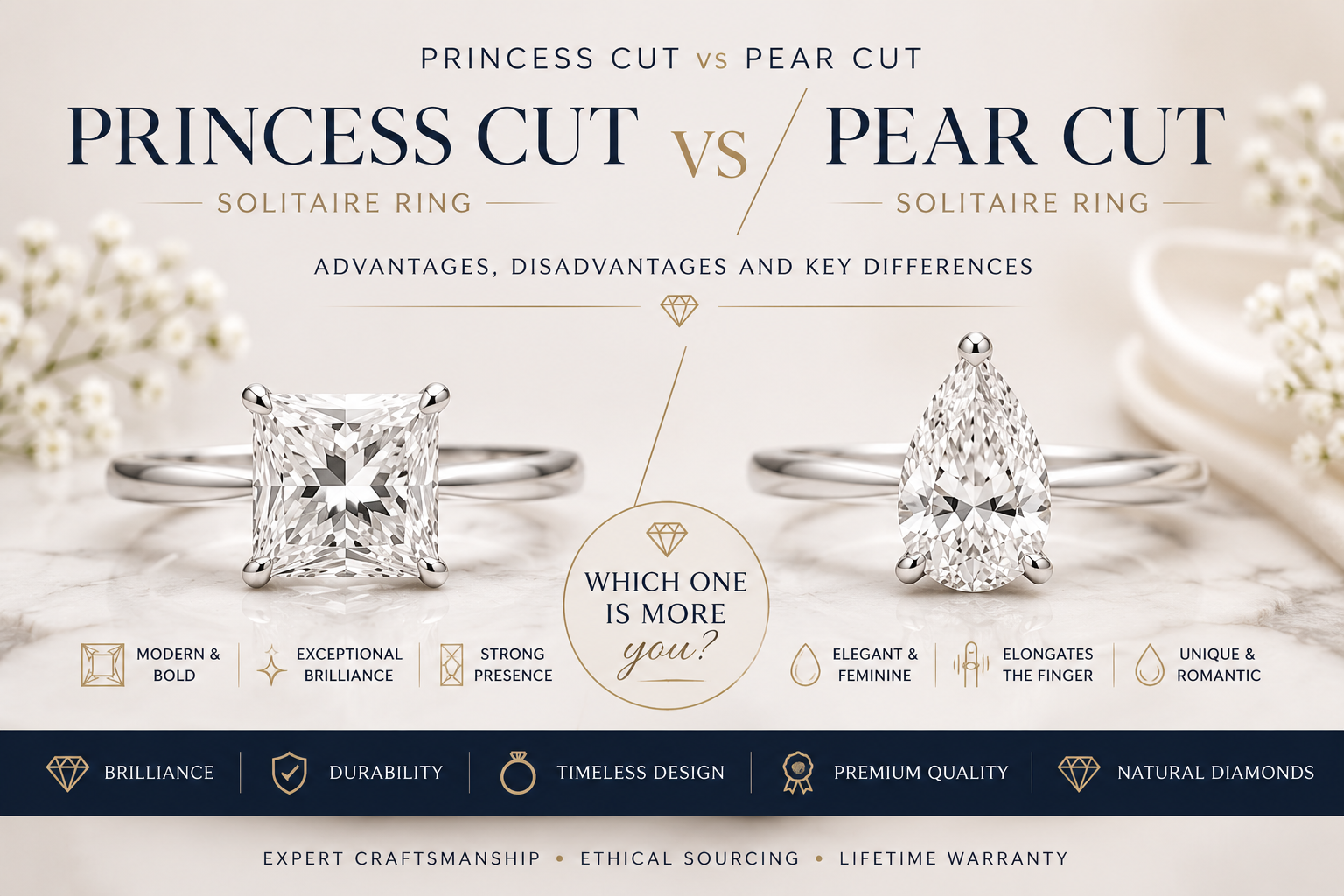 Princess-Cut and Pear-Shaped Rings: Advantages and Differences