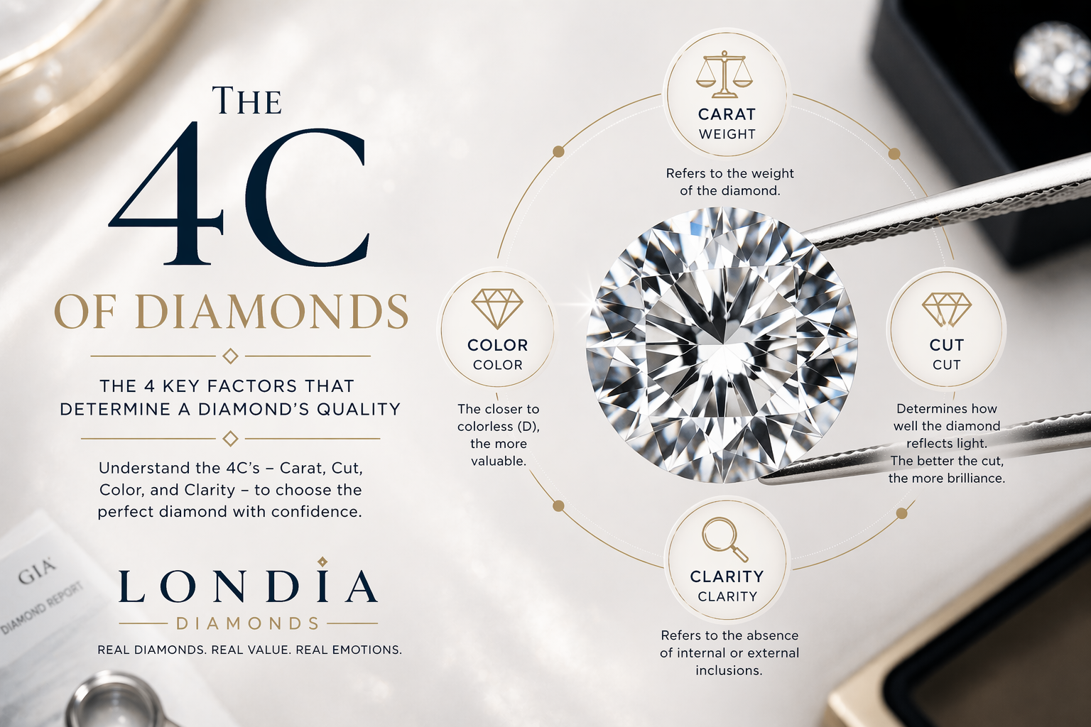 What is the 4C in Diamonds? A Guide to Carat, Cut, Color, and Clarity | Londia Diamond