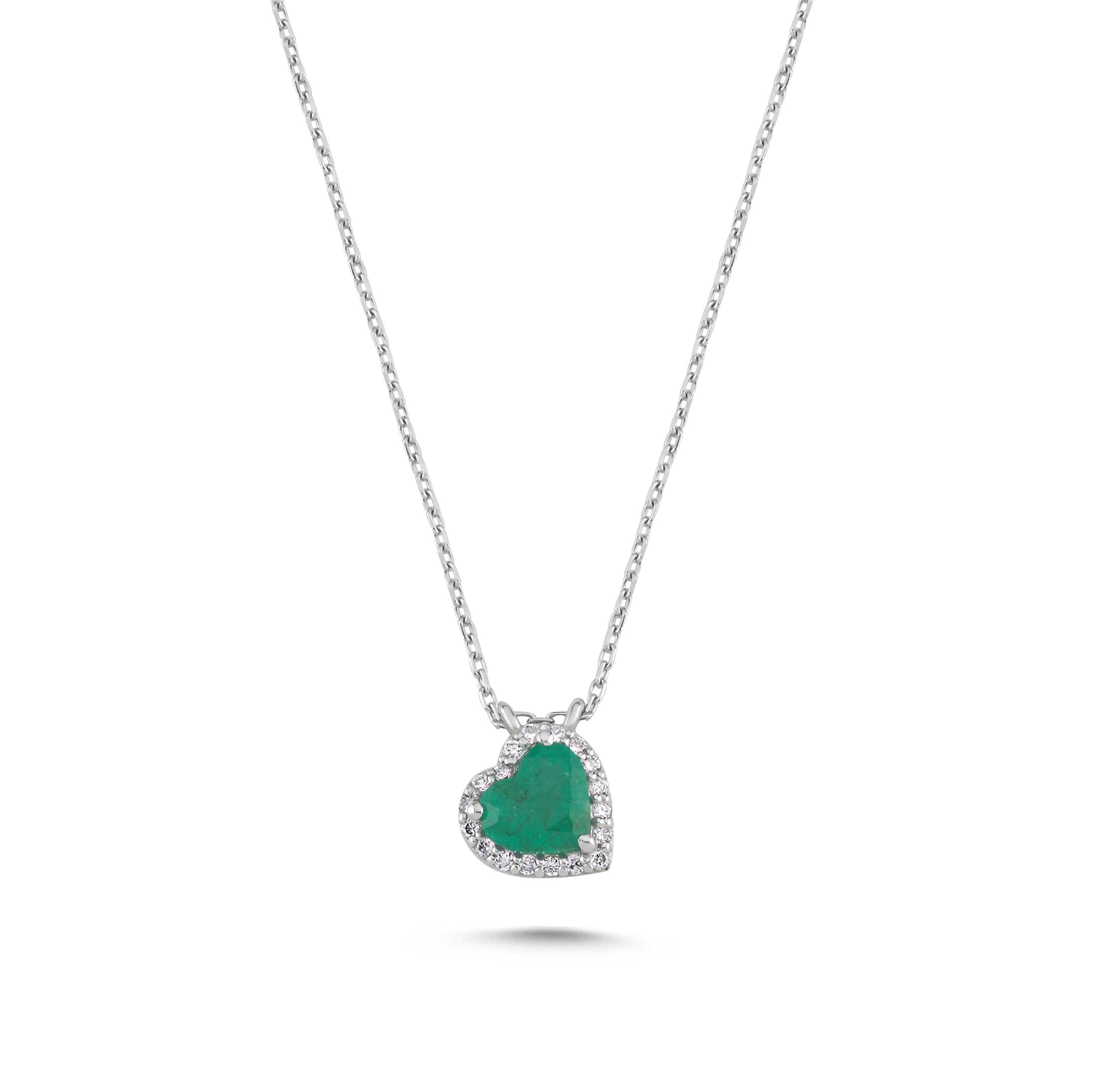 0.05 Carat Natural Diamond & 0.45 Carat Natural Emerald Necklace | LONDIA