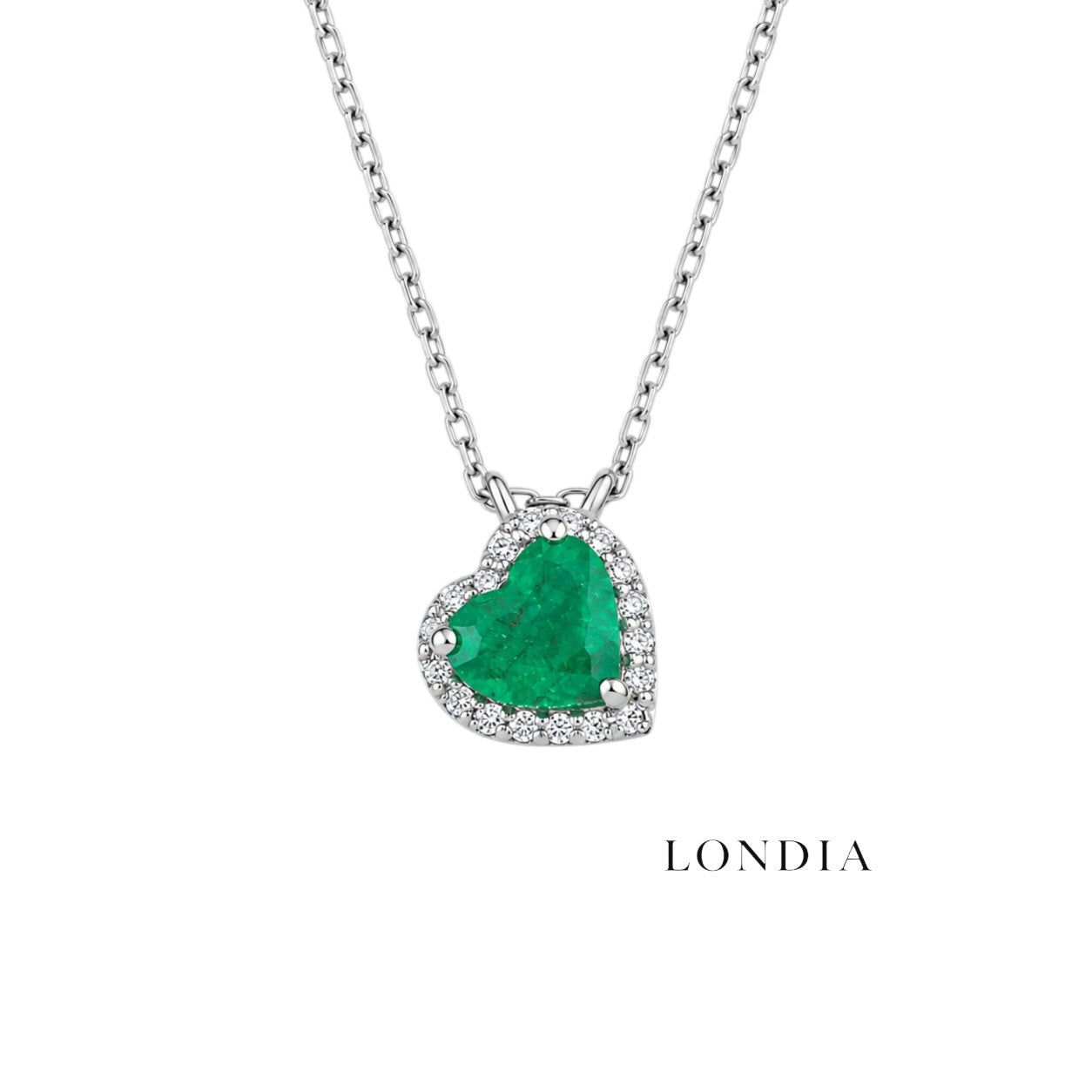 0.05 Carat Natural Diamond and 0.45 Carat Natural Emerald Necklace