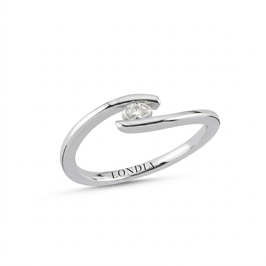 0.10 Ct. Natural Diamond Oval Cut Design Ring, 14K Gold