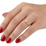 0.10 Ct. Natural Diamond Oval Cut Design Ring, 14K Gold