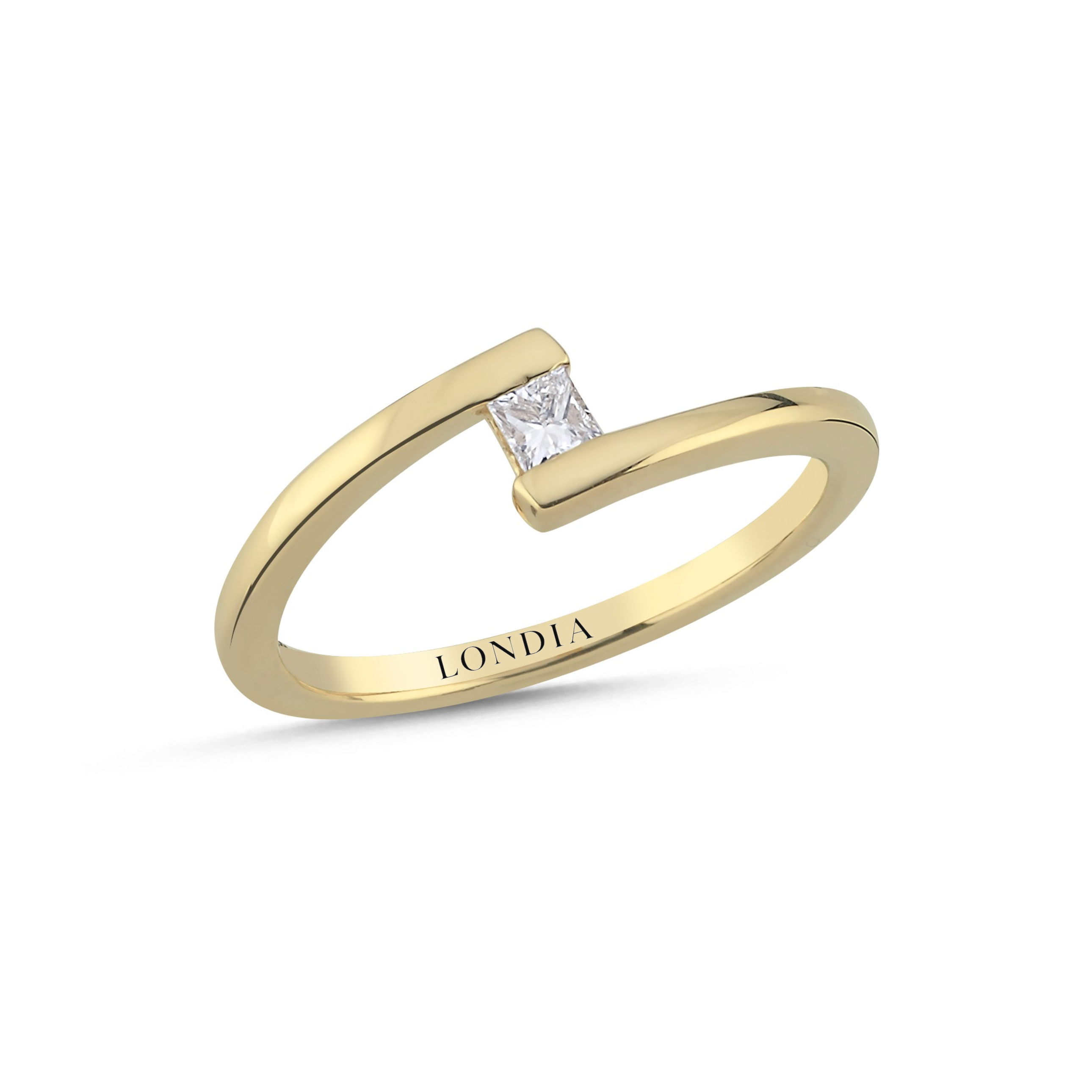 0.10 Ct. Natural Diamond Princess Cut Design Ring, 14K Gold