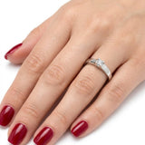 0.10 Ct Natural Diamond Solitaire Bold Design Ring, 14K Gold