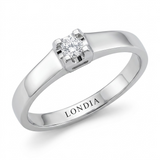 0.10 Ct Natural Diamond Solitaire Bold Design Ring, 14K Gold