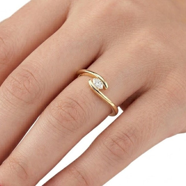 0.10 Ct. Natural Oval Cut Diamond Designer Ring