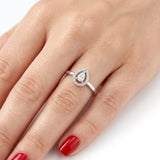 0.15 Carat Natural Diamond Halo Design Ring, 14K Gold