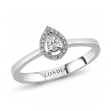 0.15 Carat Natural Diamond Halo Design Ring, 14K Gold