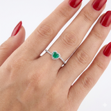 0.15 Carat Natural Diamond & 0.40 Carat Natural Emerald Ring | LONDIA