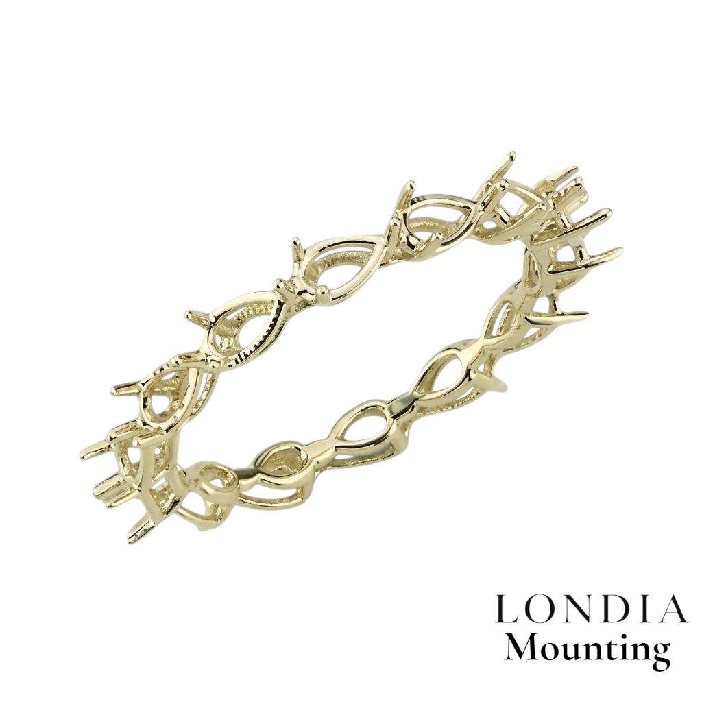 Pear Graduated Full Eternity Mounting Rings
