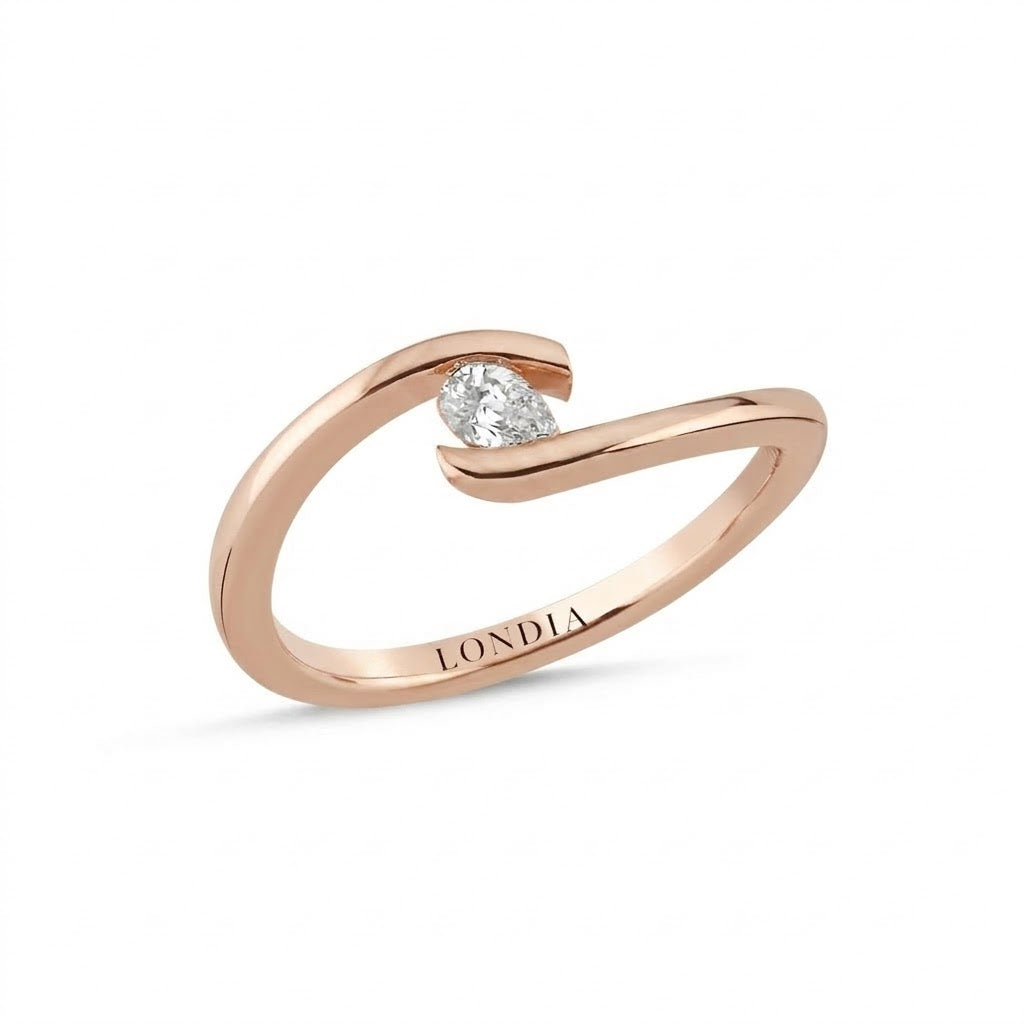 0.15 Ct Natural Pear-Cut Diamond Design Ring in 14K Gold