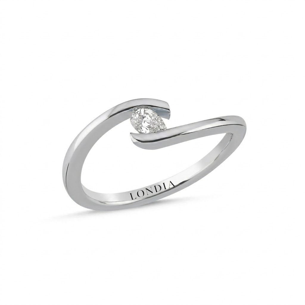 0.15 Ct Natural Pear-Cut Diamond Design Ring in 14K Gold