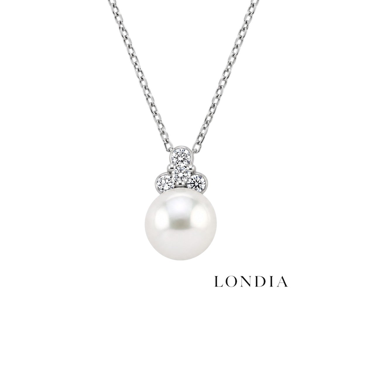 0.15 Carat Natural Diamond Design Pearl Necklace