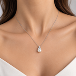 0.15 Carat Natural Diamond Design Pearl Necklace