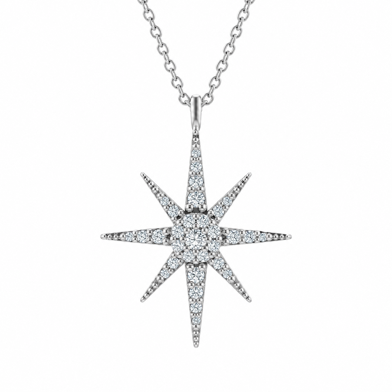 0.15 Carat Natural Diamond Star Design Necklace