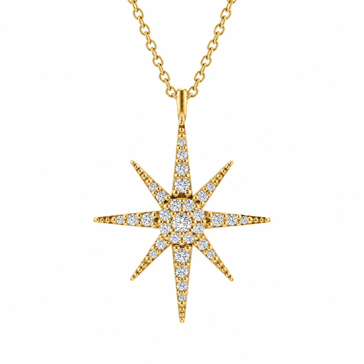 0.15 Carat Natural Diamond Star Design Necklace