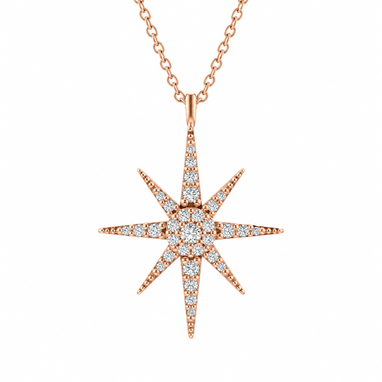 0.15 Carat Natural Diamond Star Design Necklace