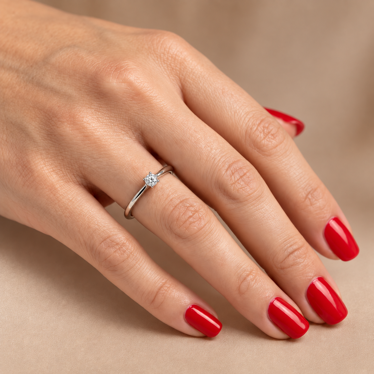 0.15 Ct. F Color Natural Diamond Amore Solitaire Ring
