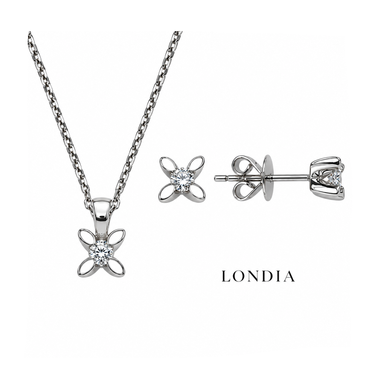 0.15 Ct. F Color Natural Diamond Butterfly Solitaire Set