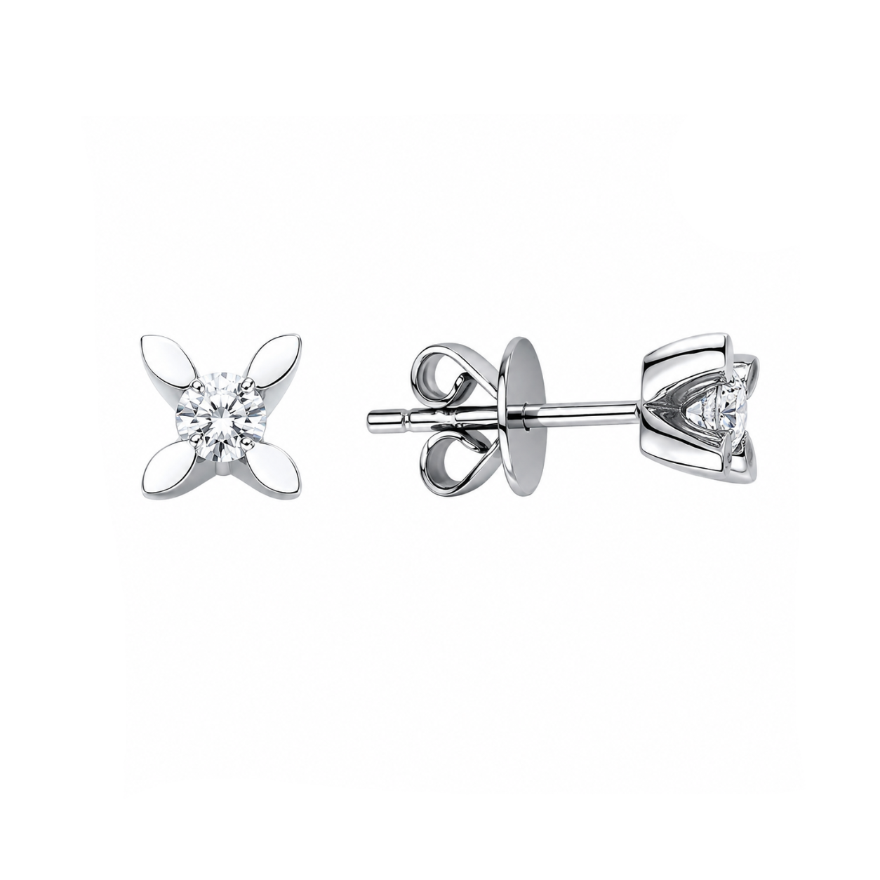 0.20 Carat Natural Diamond Butterfly Design Stud Earrings 