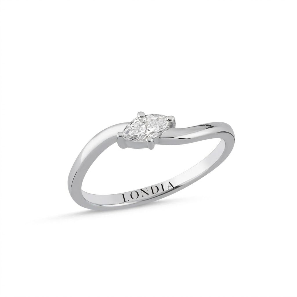 0.20 Ct. Natural Diamond Marquise Cut Design Ring, 14K Gold