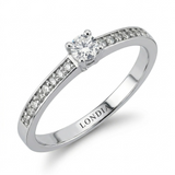 0.20 Ct. Natural Diamond Side-Stone Design Ring, 14K Gold