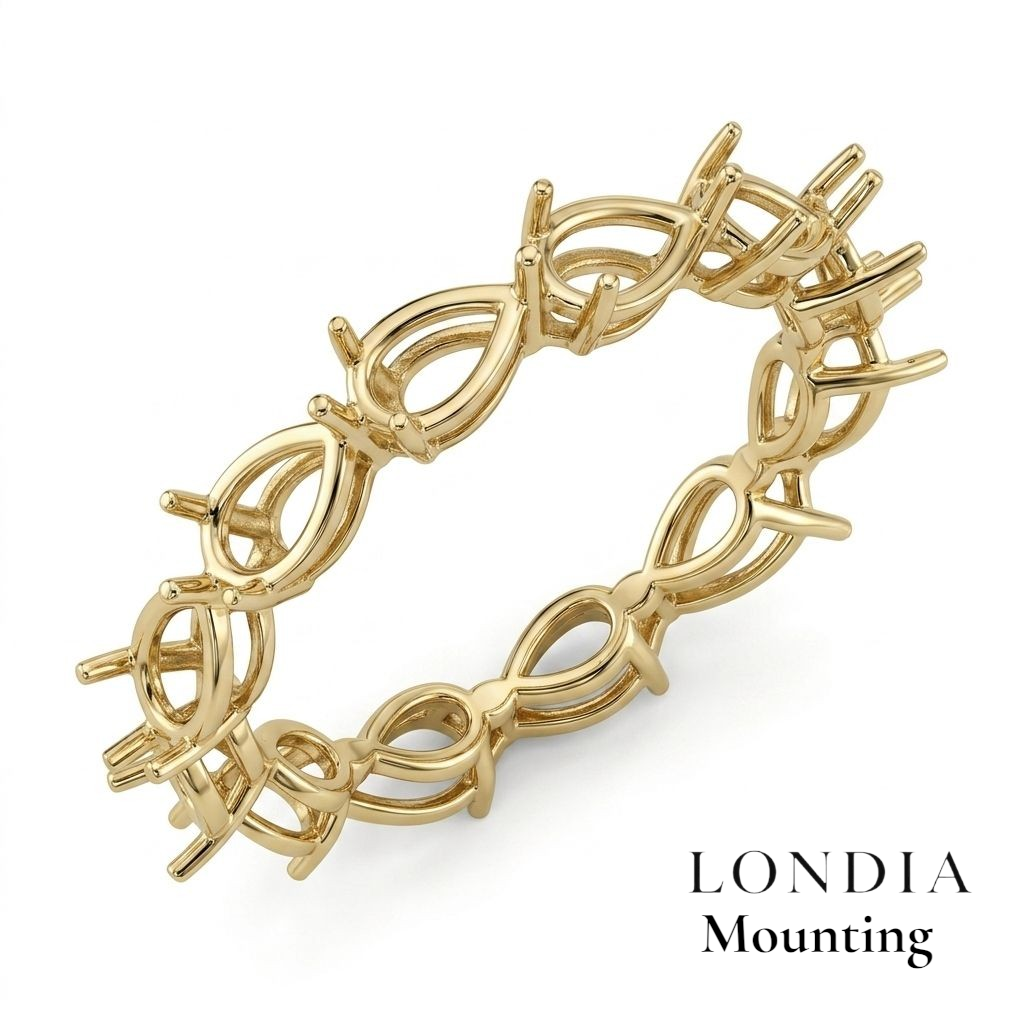 Pear Graduated Full Eternity Mounting Rings 