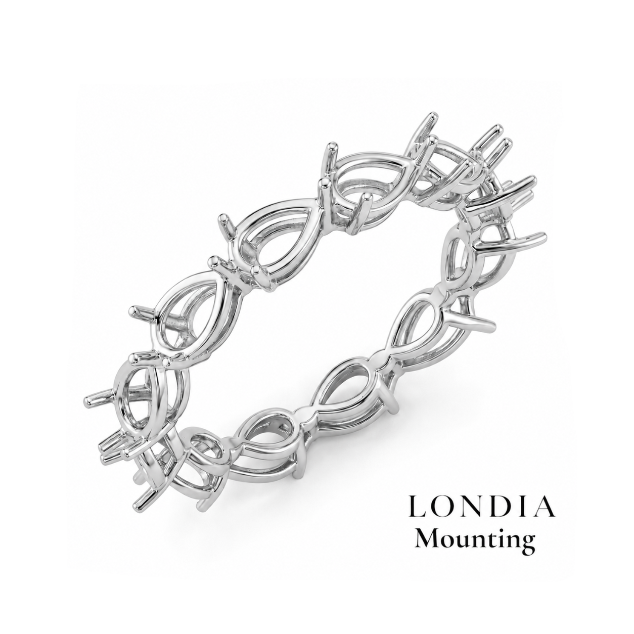 Pear Graduated Full Eternity Mounting Rings 