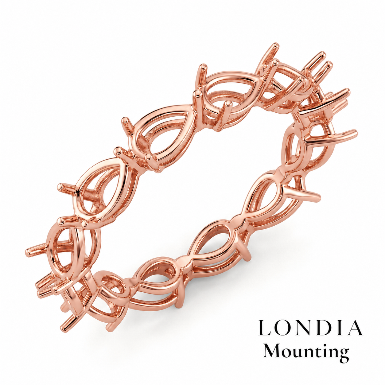 Pear Graduated Full Eternity Mounting Rings 