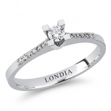0.20 Ct Natural Diamond Side Stone Design Ring, 14K Gold