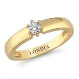 0.20 Ct Natural Diamond Solitaire Bold Design Ring, 14K Gold