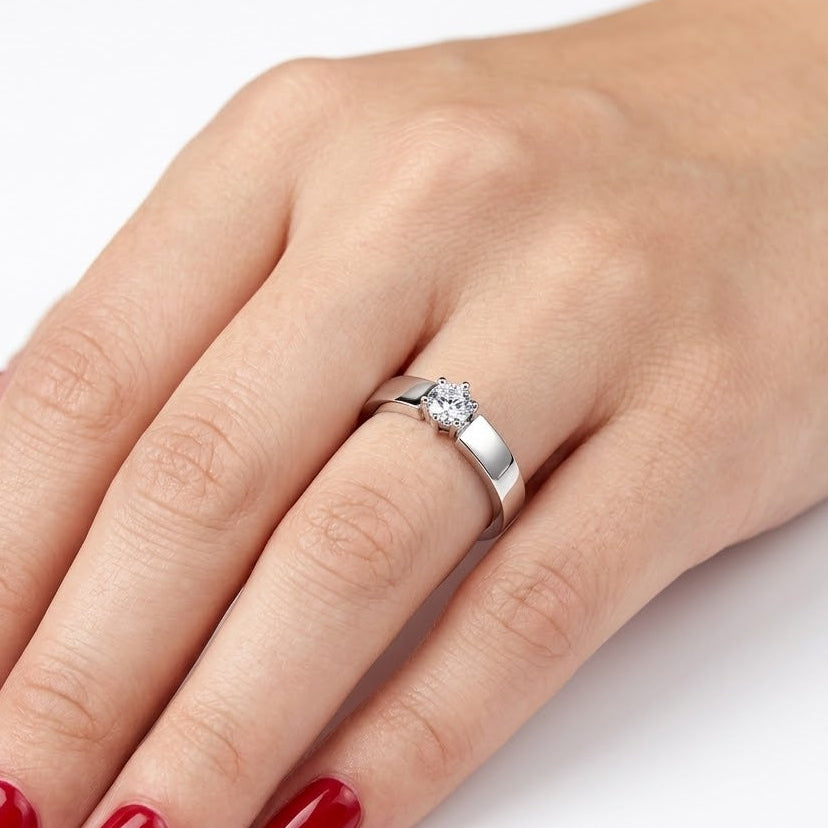 Natural Diamond Solitaire Bold Design Ring