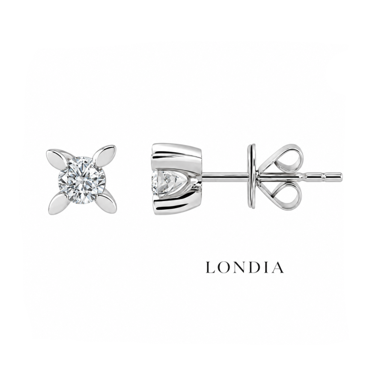 0.20 Carat F Color Natural Diamond Butterfly Solitaire Earrings