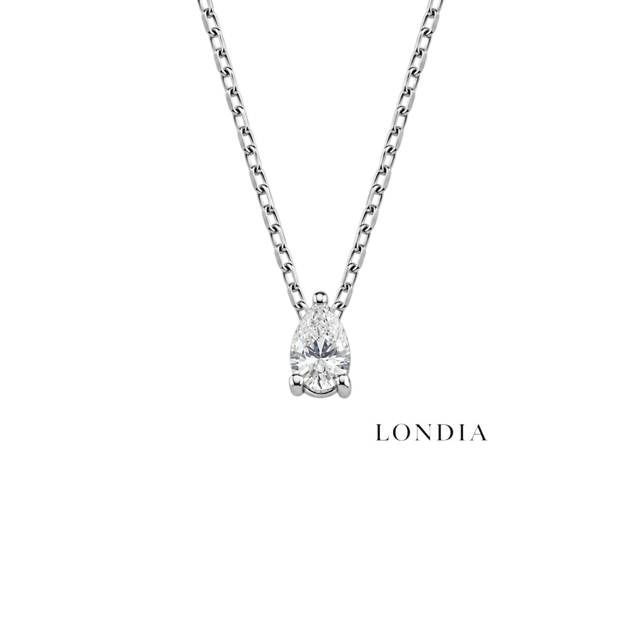 0.20 Carat Natural Diamond Pear Solitaire Necklace