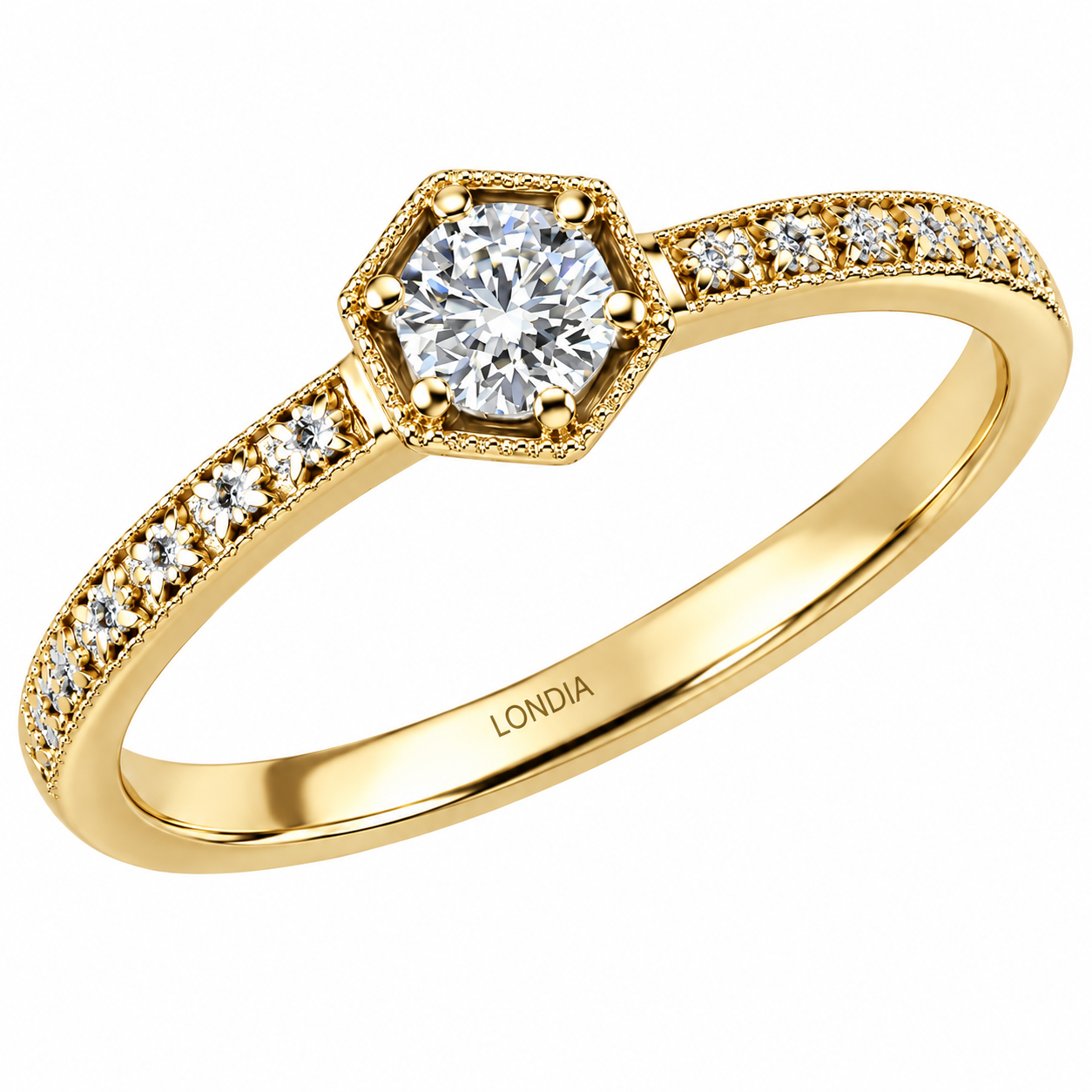 0.20 Carat Natural Diamond Vintage Design Solitaire Ring