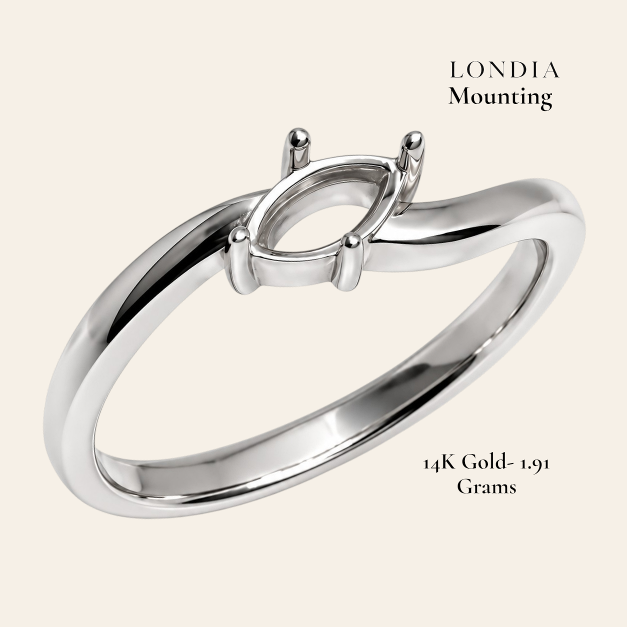 0.20 Ct. Marquise Solitaire Ring Mounting 14K Gold