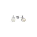 0.25 Carat Natural Diamond and Pearl Earrings