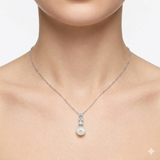 0.25 Carat Natural Diamond and Pearl Necklace