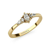 0.25 Carat Natural Marquise Cut Diamond Vintage Design Ring, 14K Gold