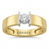 0.25 Ct. Natural Diamond Solitaire Bold Design Ring, 14K Gold