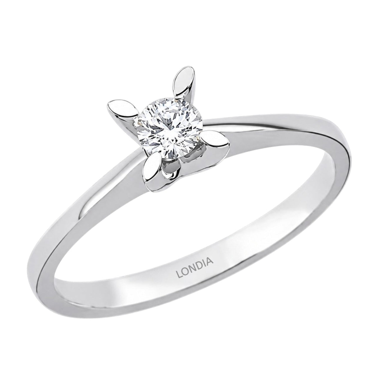0.25 Carat F Color Natural Diamond Butterfly Design Solitaire Ring