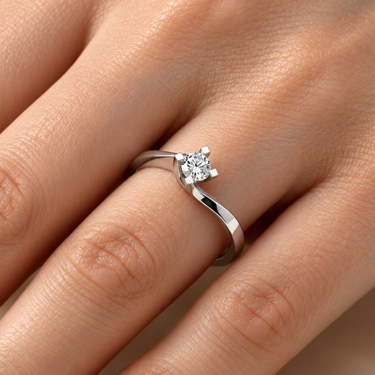 0.25 Ct. F Color Natural Diamond Valentine Design Solitaire Ring