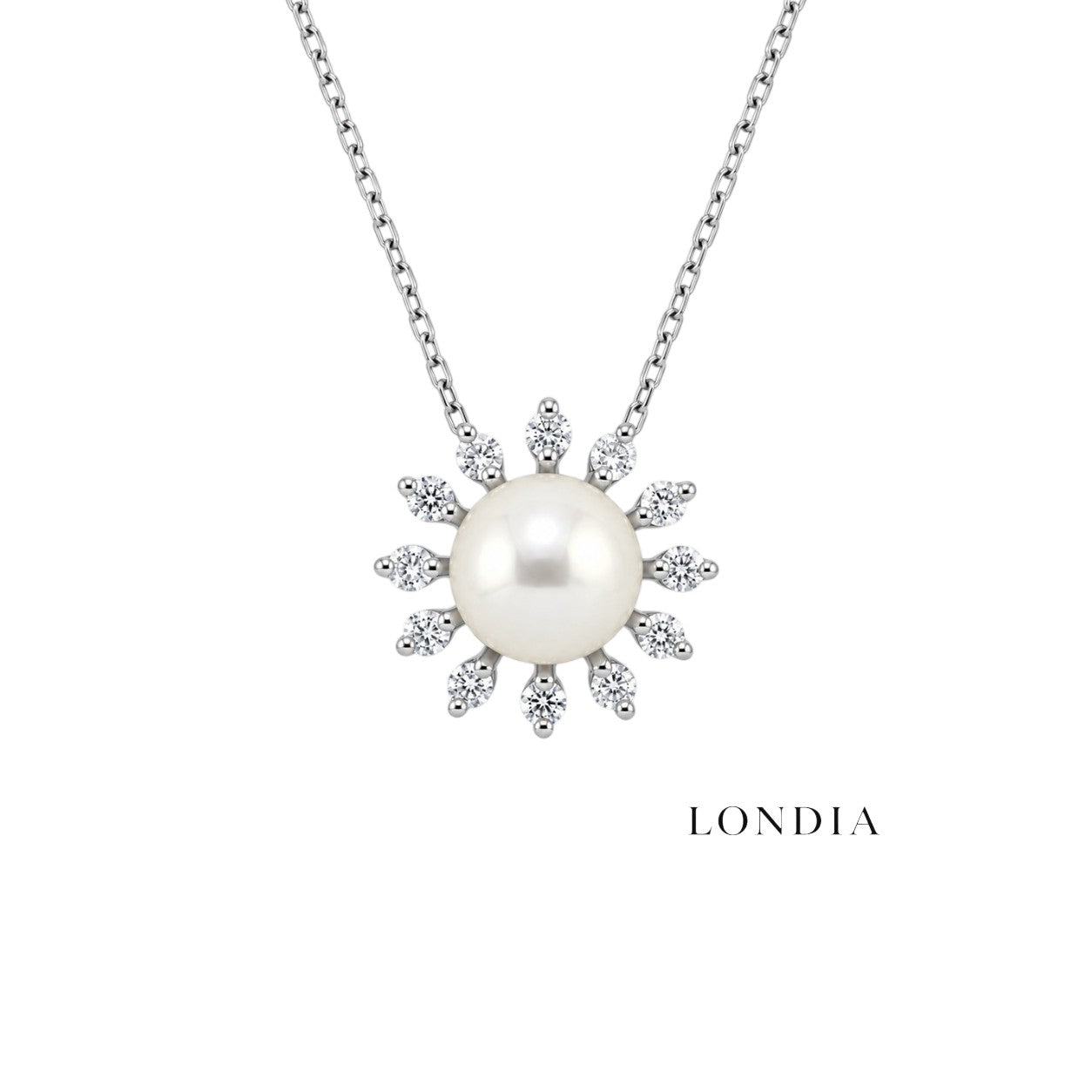 0.25 Ct. Natural Diamond Design Pearl Necklace