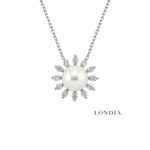 0.25 Ct. Natural Diamond Design Pearl Necklace