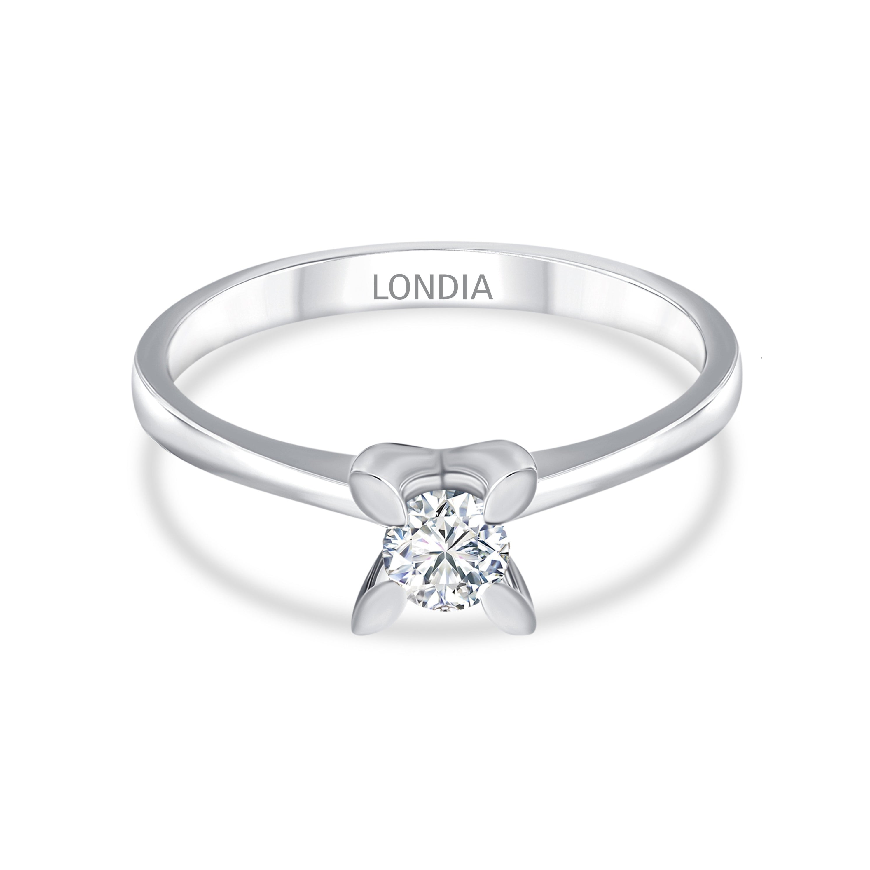 0.25 Ct. Natural Diamond Solitaire ''Butterfly'' Ring in 14K Gold