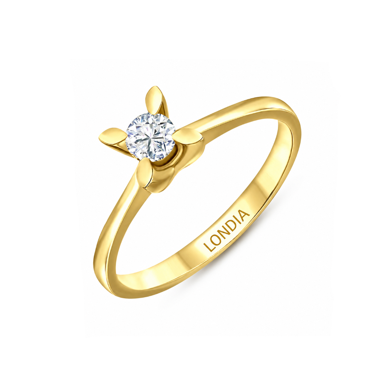 0.25 Ct. Natural Diamond Solitaire ''Butterfly'' Ring in 14K Gold
