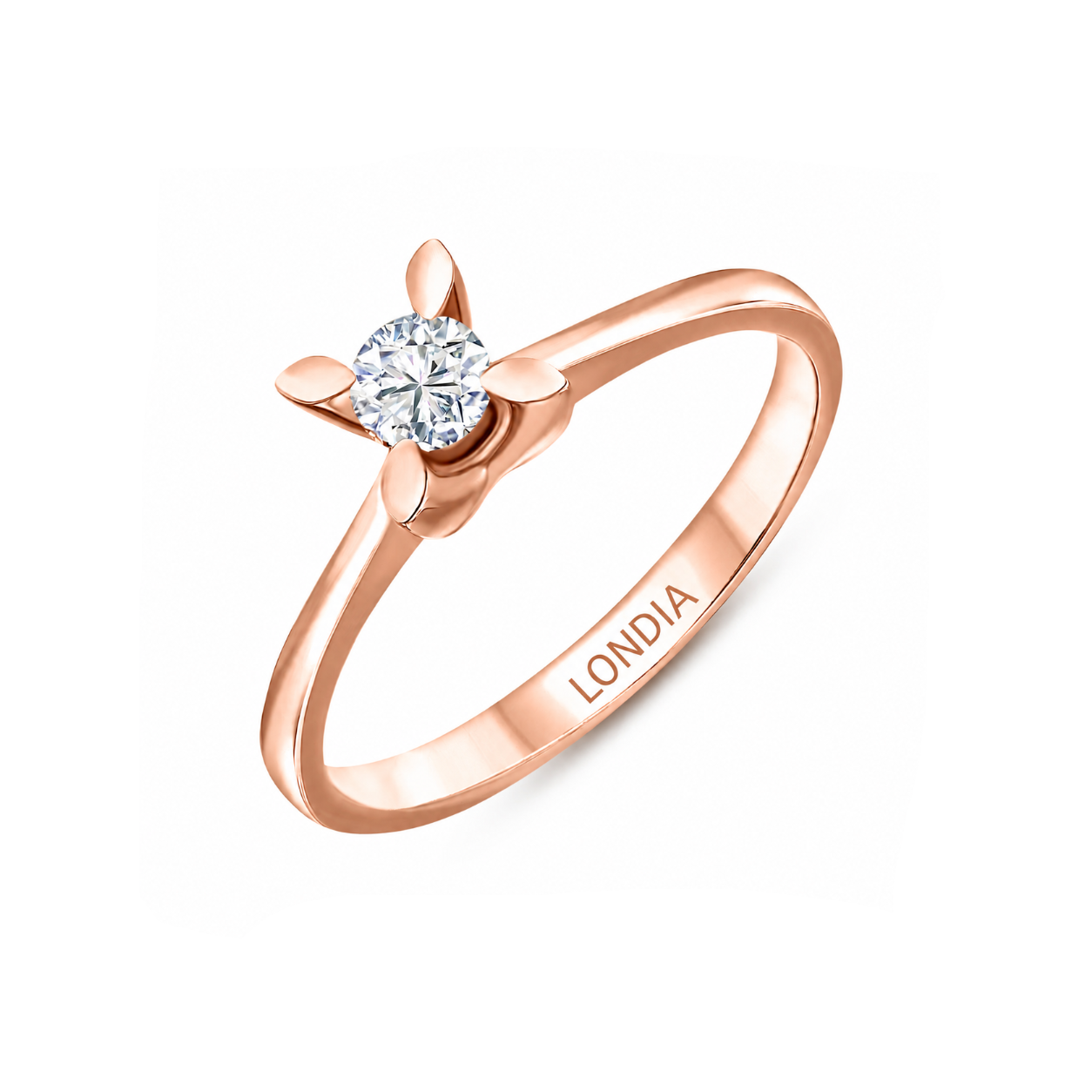 0.25 Ct. Natural Diamond Solitaire ''Butterfly'' Ring in 14K Gold