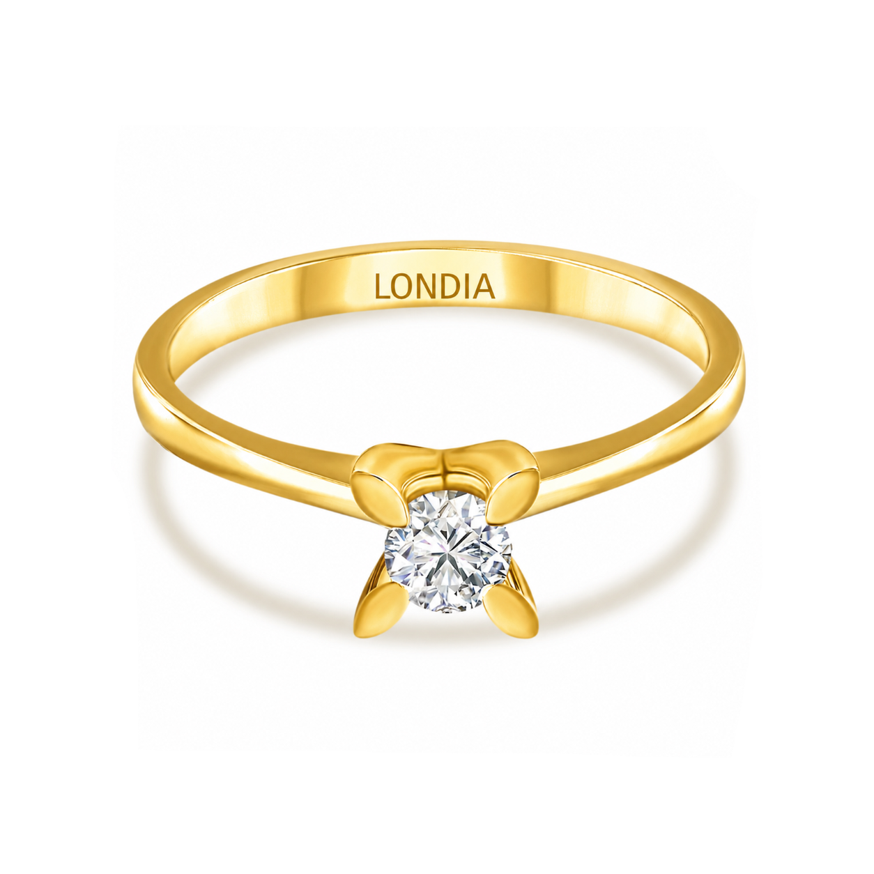 0.25 Ct. Natural Diamond Solitaire ''Butterfly'' Ring in 14K Gold