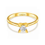 0.25 Ct. Natural Diamond Solitaire ''Butterfly'' Ring in 14K Gold