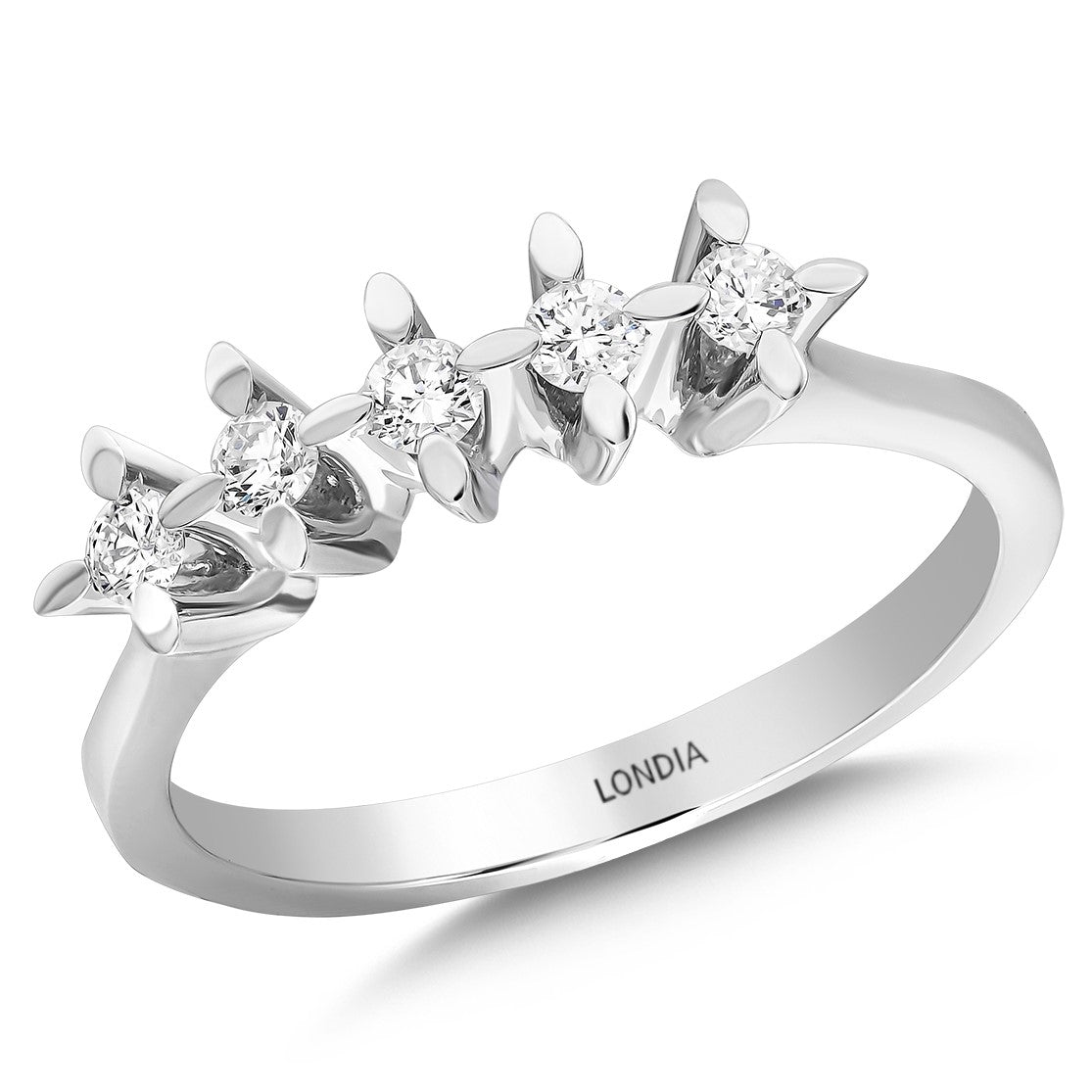 0.25 ct. Diamond ''Butterfly'' Design Five Stone Ring in 14K Fine Gold